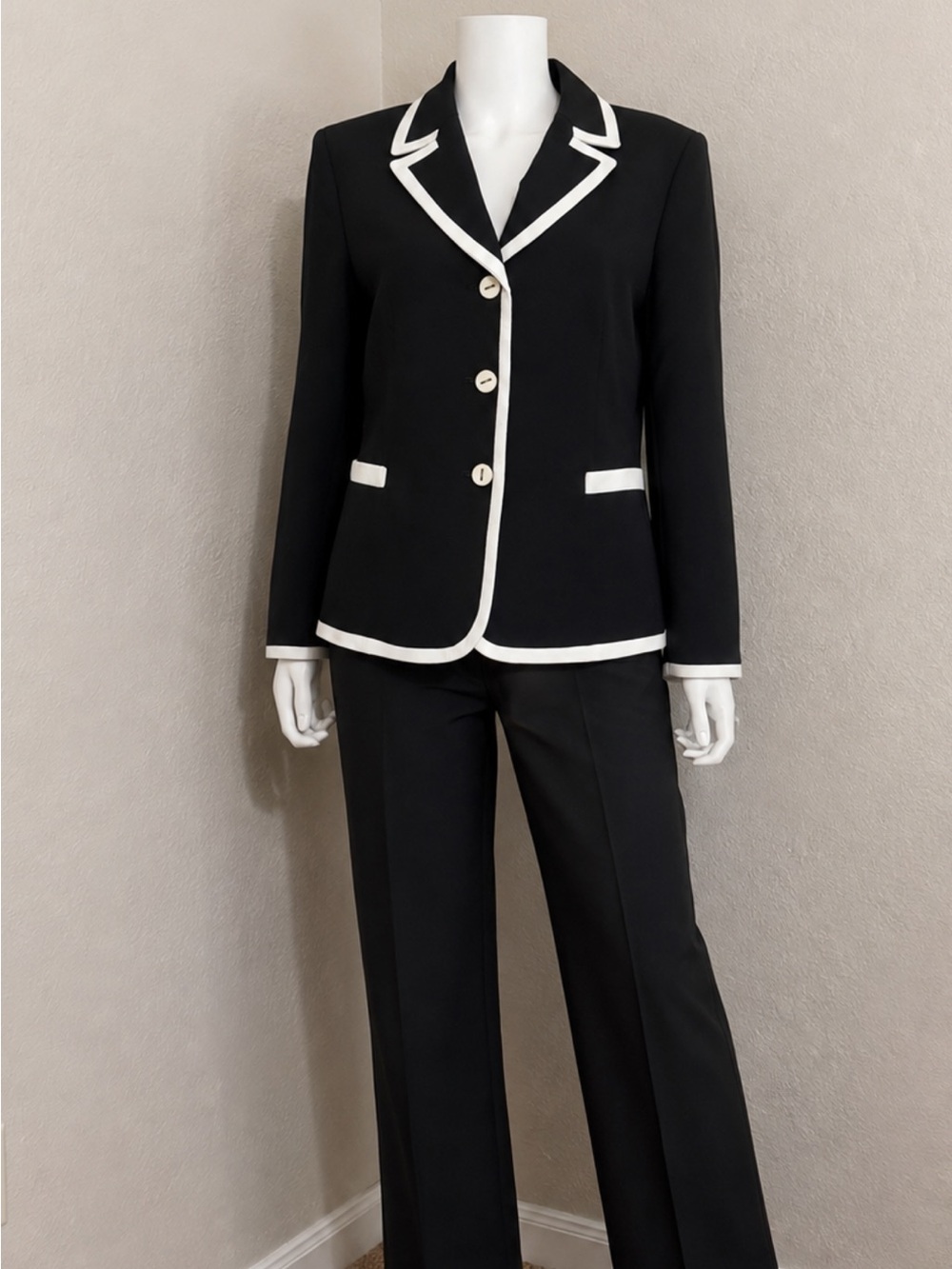 Kasper Black Blazer with White Trim